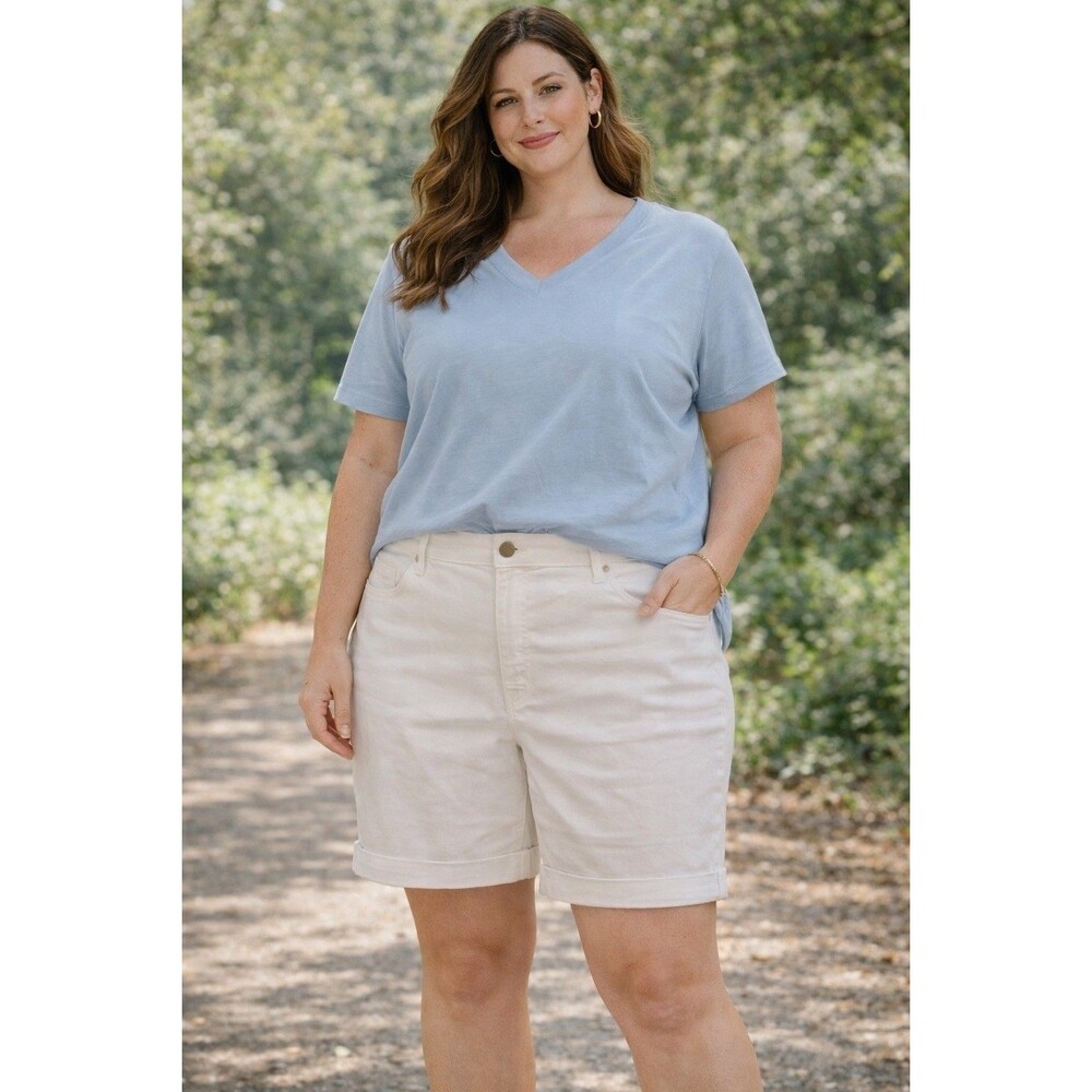 New Lane Bryant Boyfriend Midi Shorts Womens Plus Size 24 White Stretch